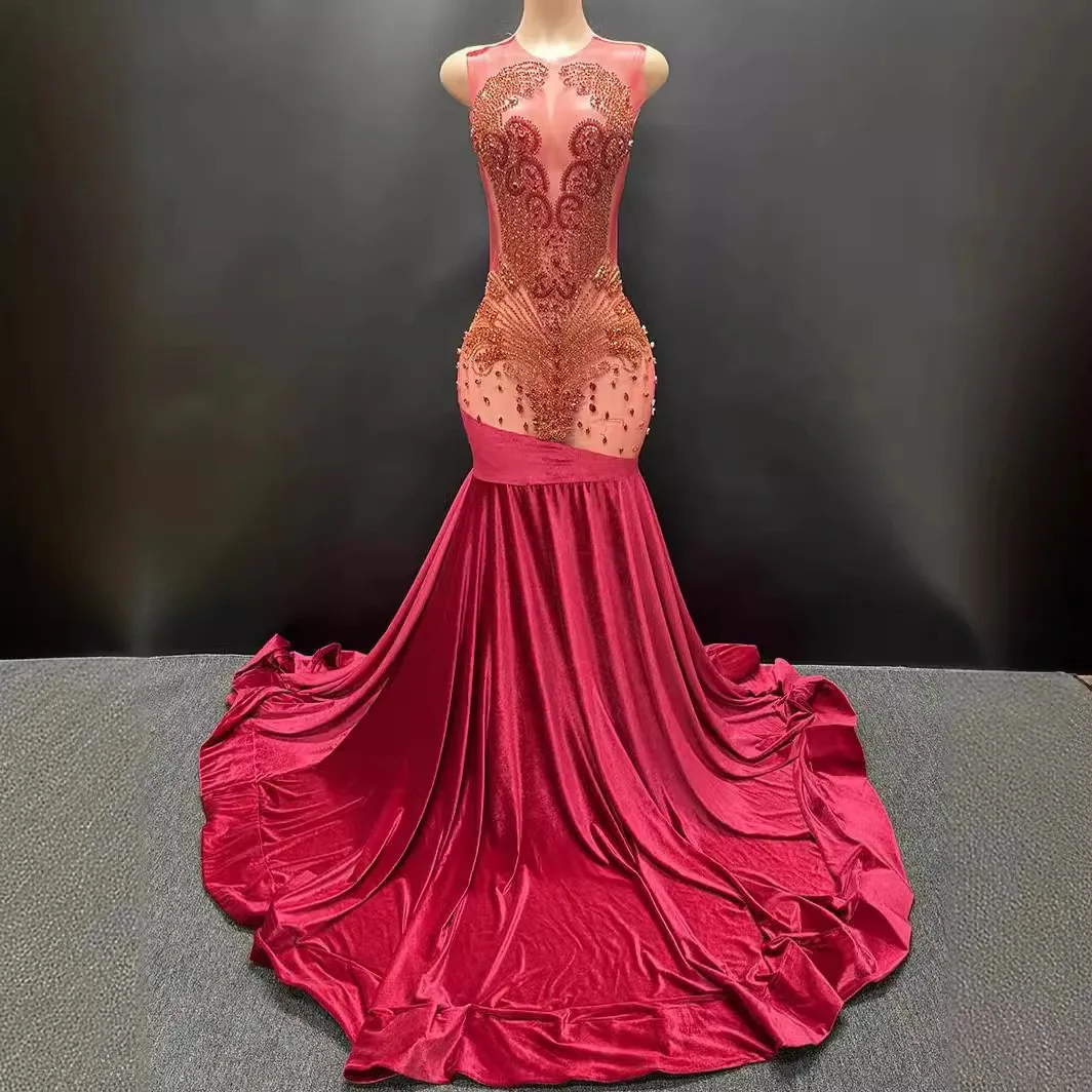 Long Perspective Fishtail Wedding Dress Trailing Tail Slim Fit Elegant Host Party Dinner Photography Dresses Woman Wedding Guest