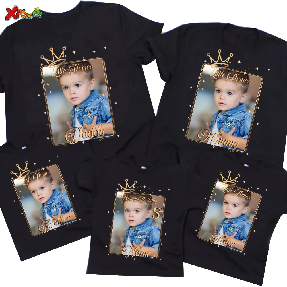 

Custom Family Photo Birthday Shirt T Shirt Photo Boys Party Matching Shirts Personalized Name Family Look 1st 10st Party Outfits