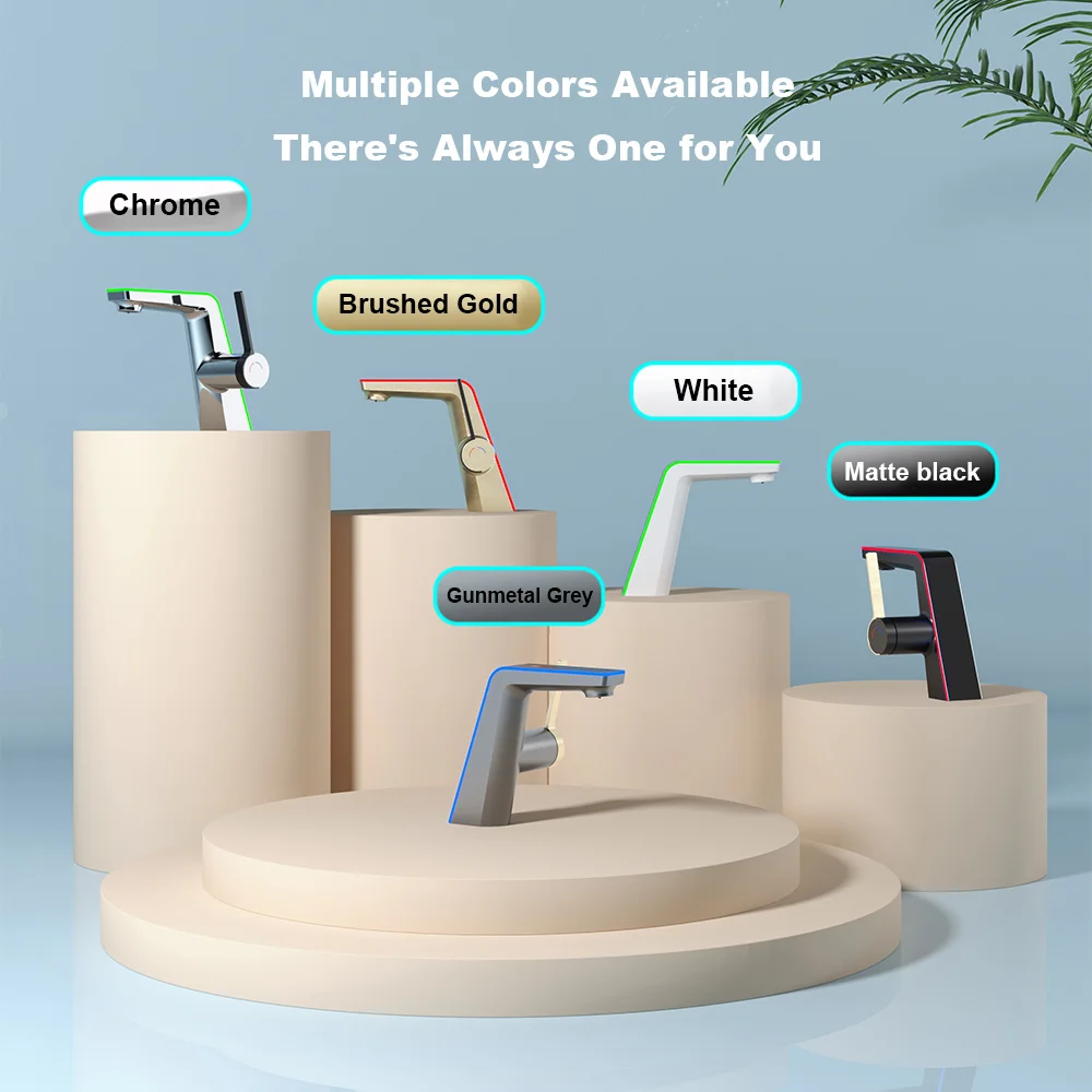 

Modern Atmosphere Lamp Basin Faucets Temperature Display Bathroom Faucet Hot Cold Water Mixer Washbasin Tap Bathroom Sink Faucet