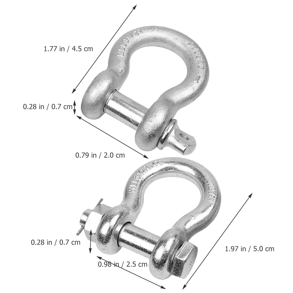 2 Pcs American U-shaped Buckle Shackles for Trucks Tow Hook 3/4 Hooks Metal Anchor