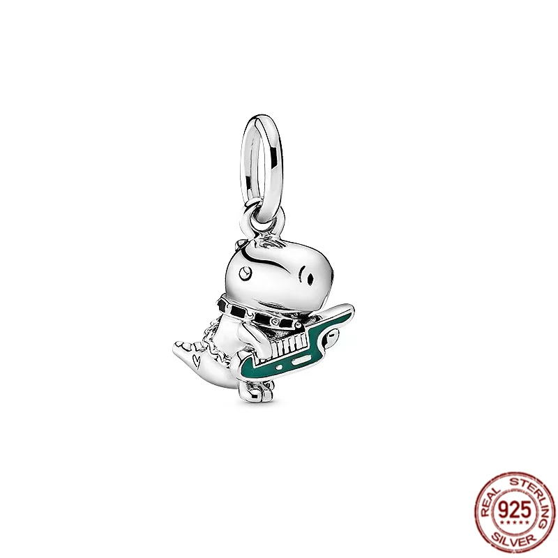 925 Sterling Silver Little Flying Dragon dinosauri che suonano musica Charm Beads Fit originale Pandora bracciale gioielli regalo di moda