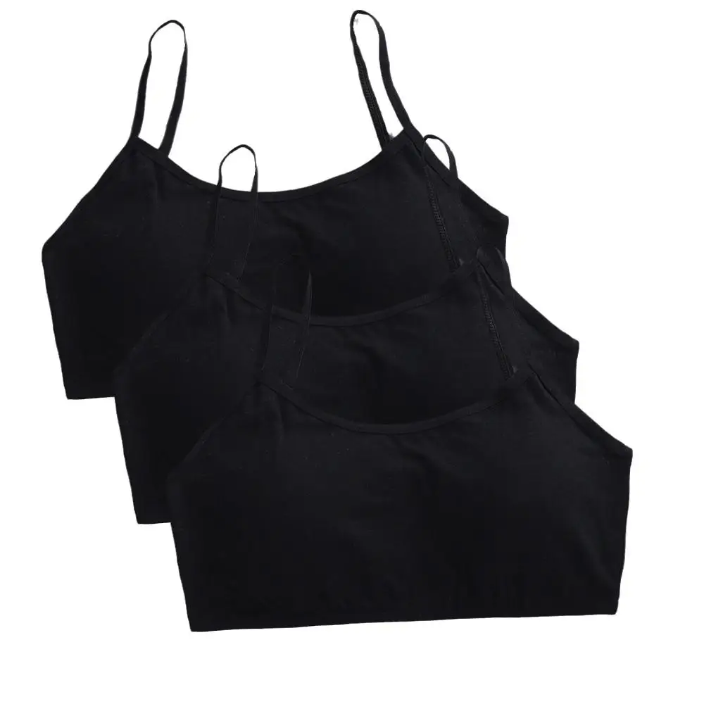 3 Stuks Tiener Meisjes Katoenen Tube Tops Jonge Kinderen Onderkleding Student Meisjes Draadloze Effen Kleur Bh Kinderen Sport Training Bh Vest