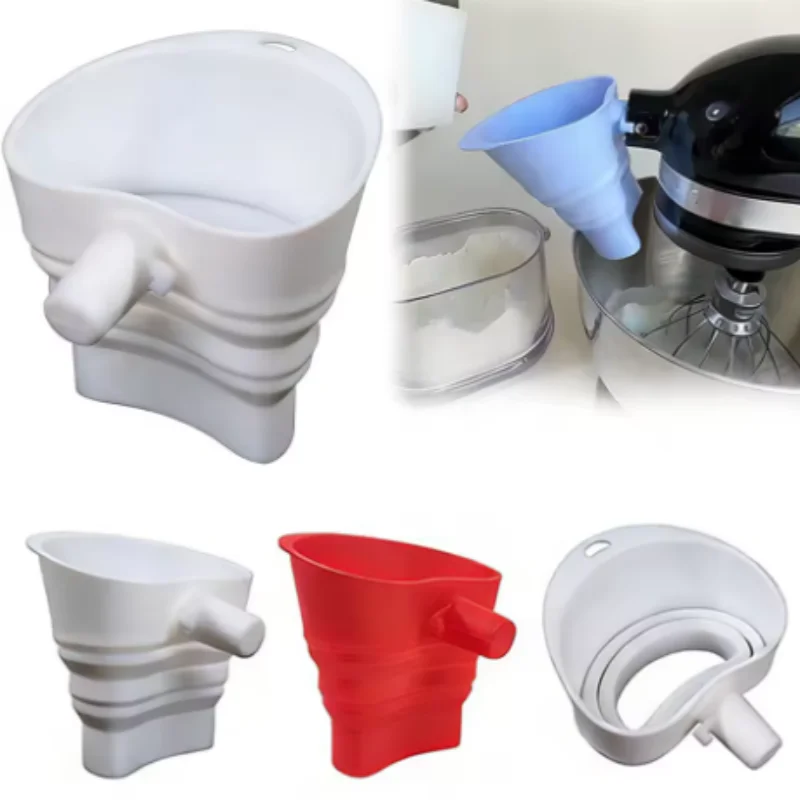 1/3pcs mix Silicone Flour Funnel for Kitchen Baking Aid Standing Mixer Foldable Flour Funnel Attachment Dishwasher Safe