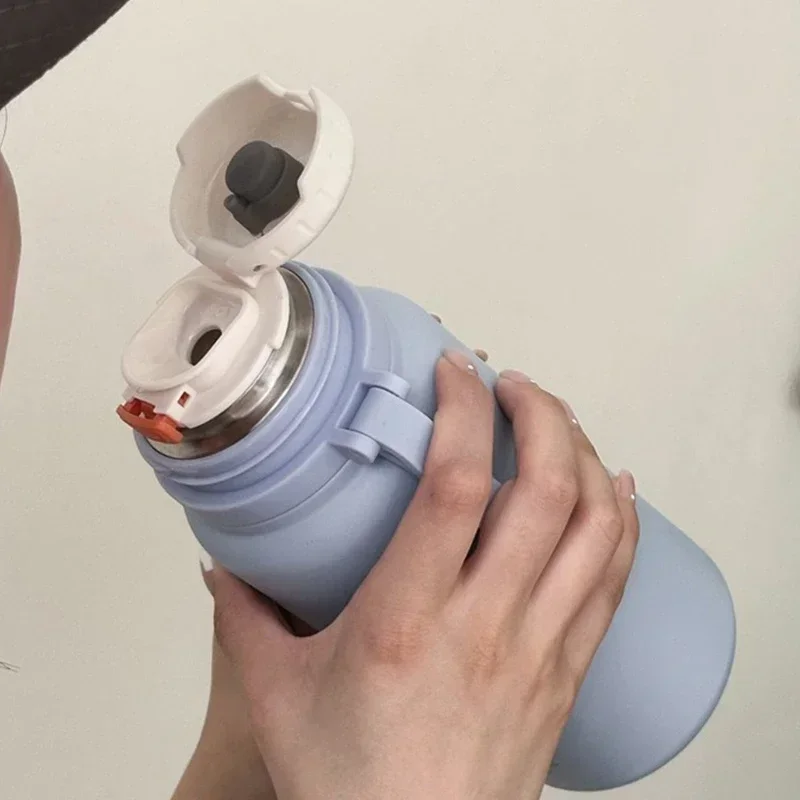650ml Portable Vacuum Flasks Thermoses Simple Design Large Capacity Thermos Cup Tea Water Separation Dual Drinking Mode