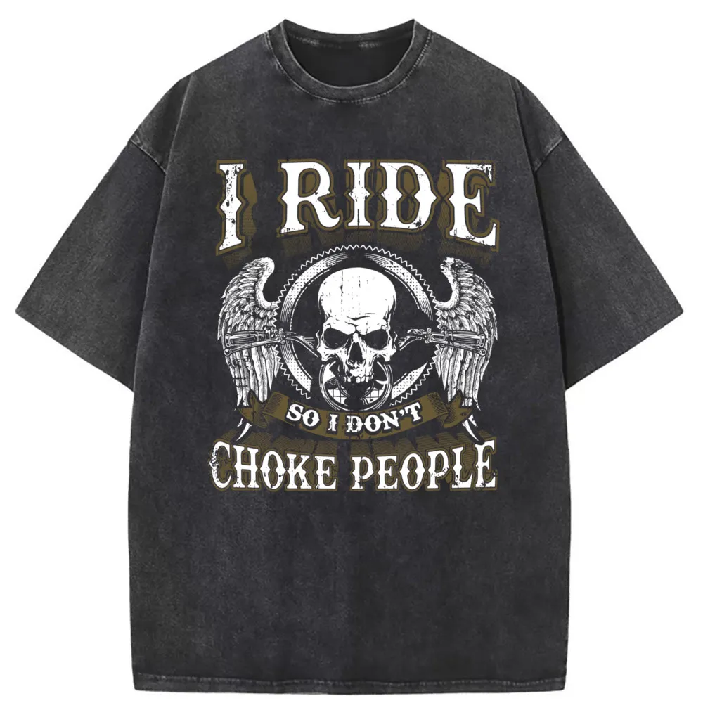 Skull Motorcycle Men Long Sleeve Tshirt Washed Group Summer Sweatshirts Chinese Style Vintage Family Cool T Shirt Mens