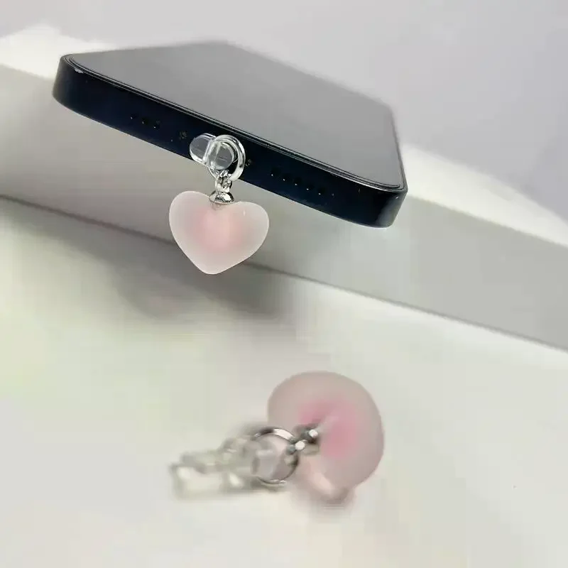 

Candy Color Love Heart Shaped Phone Dust Plug Phone For Type-C Phone Accessories Heart Shaped Phone Dust Plug Pendant