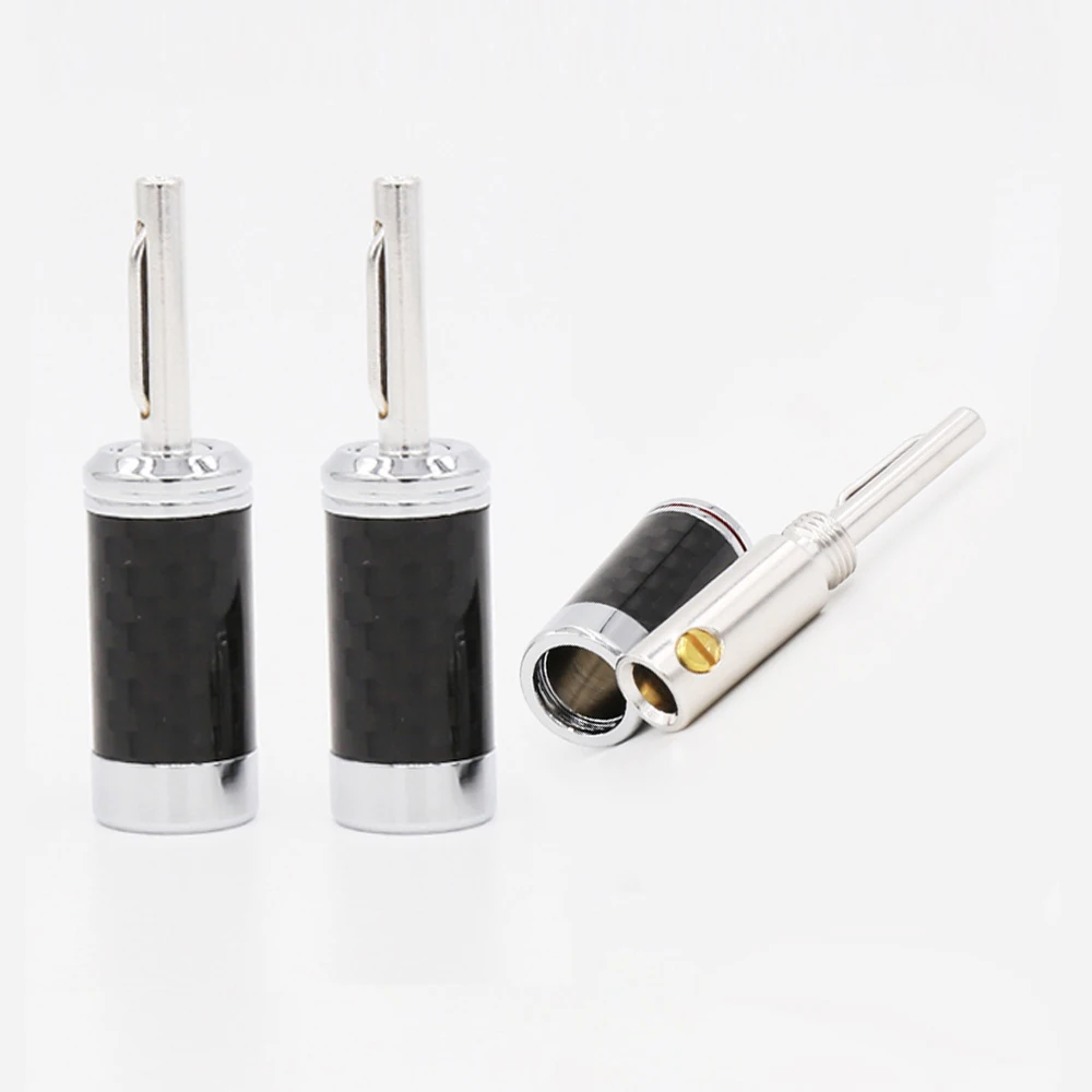 Carbon Fiber Banana Connectors Rhodium Plated Hifi Speaker Banana Plug with Screw Lock Audio Amplifie DIY Acoustic Terminals