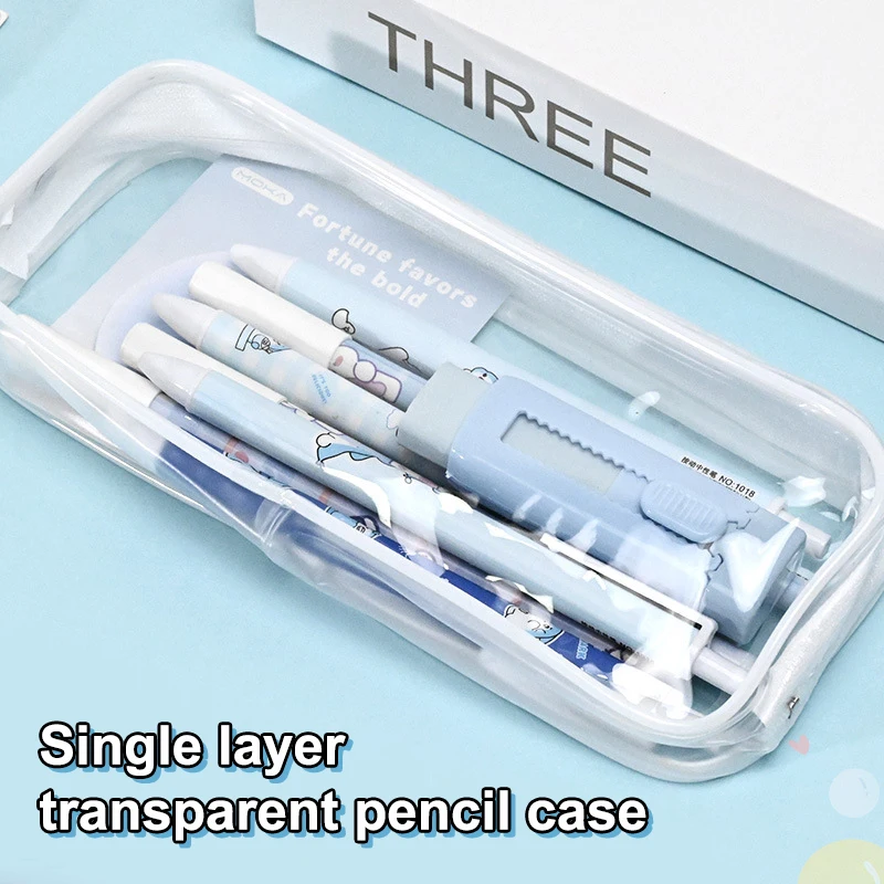 Single Layer Transparent Women Cosmetic Bag Travel Accessories High-capacity Makeup Zipper Bag Waterproof PVC Pencil Case