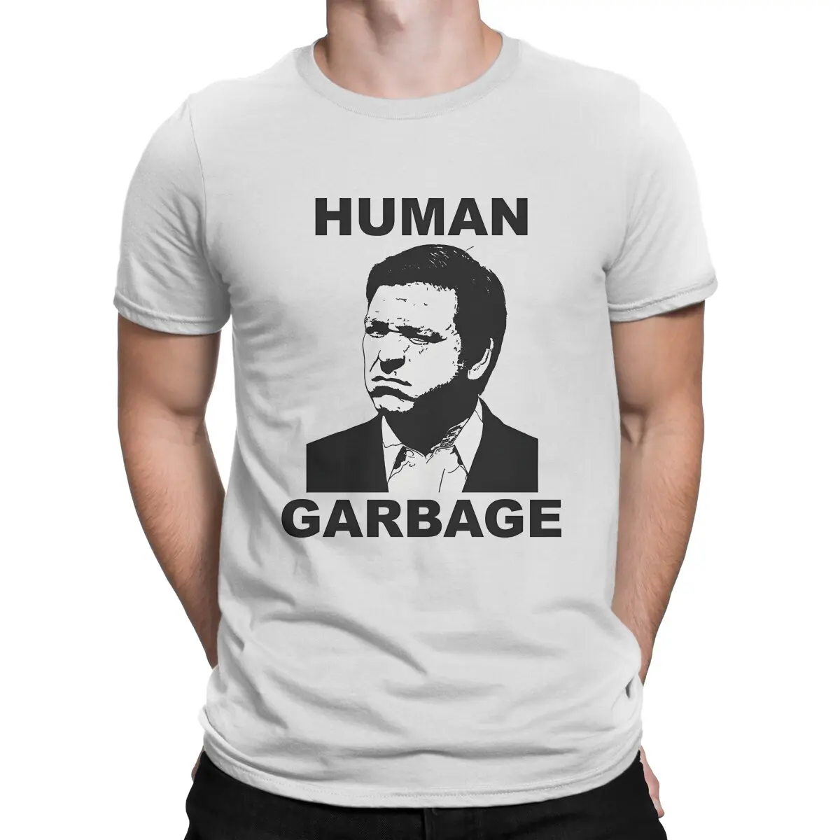 Human Garbage Men's T Shirts RON DESANTIS Funny Tees Short Sleeve Round Collar T-Shirts Pure Cotton Printed Tops