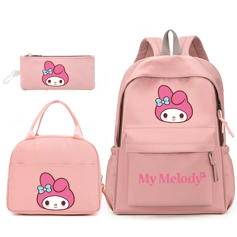 3pcs/Set My Melody Backpack with Lunch Bag for Teenagers Student School Bags Casual Comfortable Travel Set