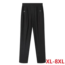 8XL Summer Women Straight Pants Elastic High Waist Casual Pants  Middle Aged Women Trousers Summer Bottoms Female Cropped Pants