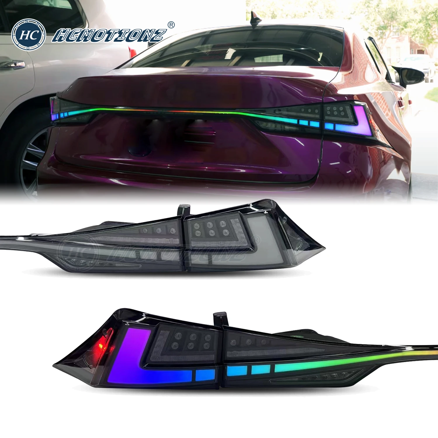 

HCmotion Factory RGB Tail Lights 2014-2020 New Start UP Animation DRL IS250 300 350 300h Rear Back Lamps For Lexus IS 200t F