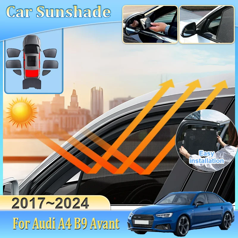 

Car Sunshade For Audi A4 B9 Avant 2017-2024 2020 Curtain Mesh Anti-UV Heat Insulation Windshield Frame Curtain Car Accessories