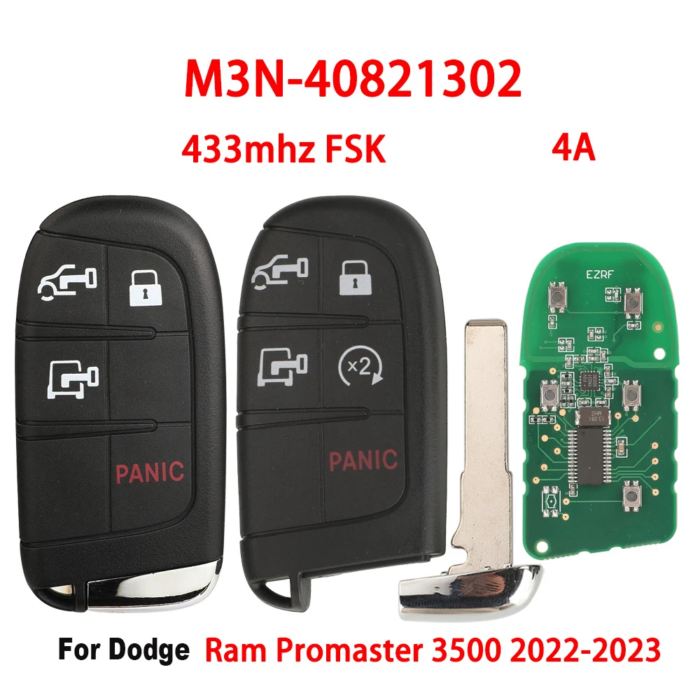 

Умный дистанционный ключ jingyuqin для Dodge Ram Promaster 1500 2500 3500 2022 2023 MSN-40821302 433 МГц FSK 4A чип