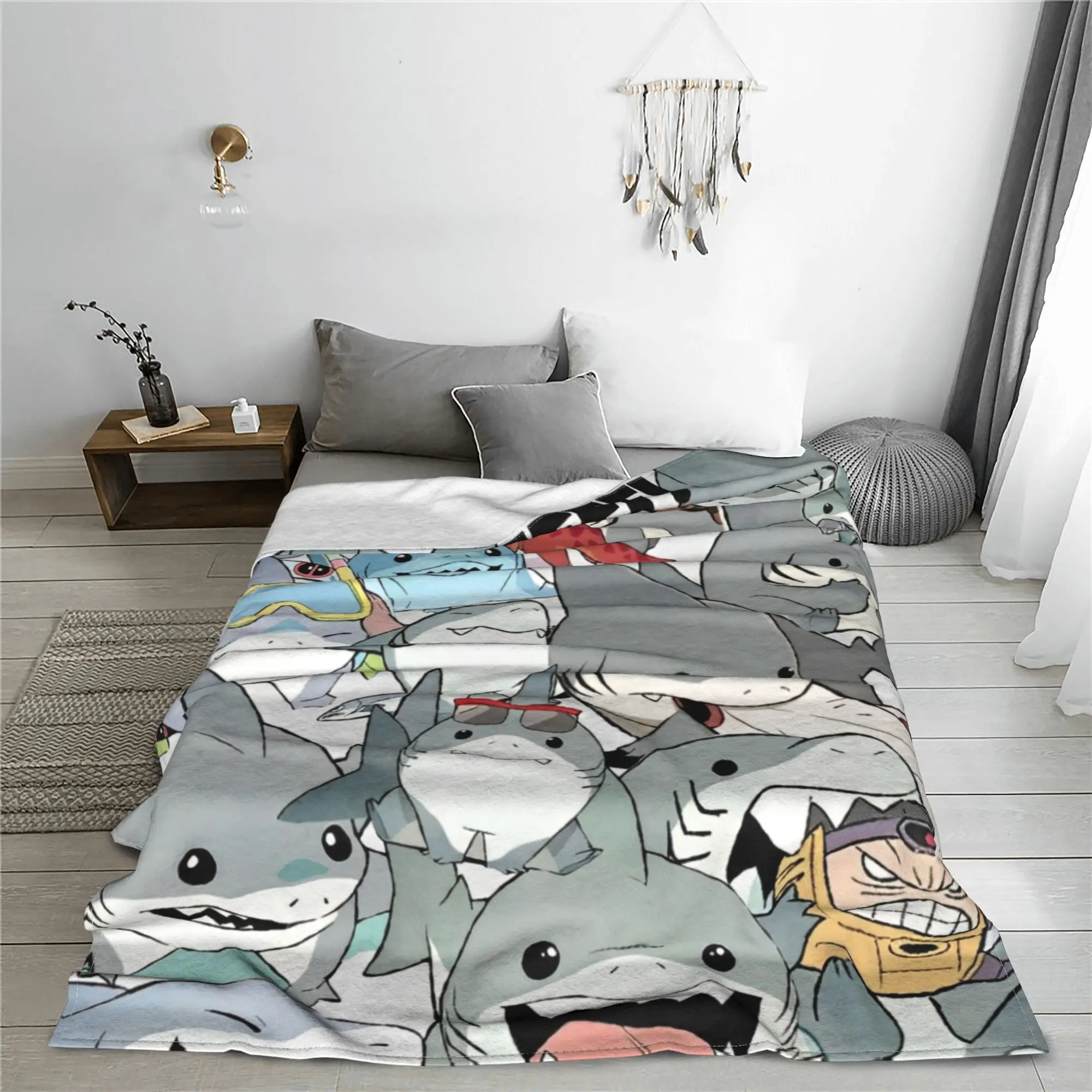 Marvel-Rivals Jeff the Land shark Blankets PVP Video Game Flannel Awesome Breathable Throw Blanket Bedspread Textile Decor Car