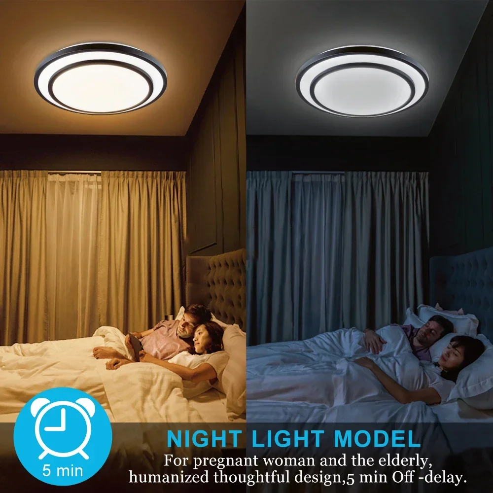 

48W Modern Smart Round LED Ceiling Light with Remote Control 3 Color Changeable for Bedroom Living Room Office 50cm