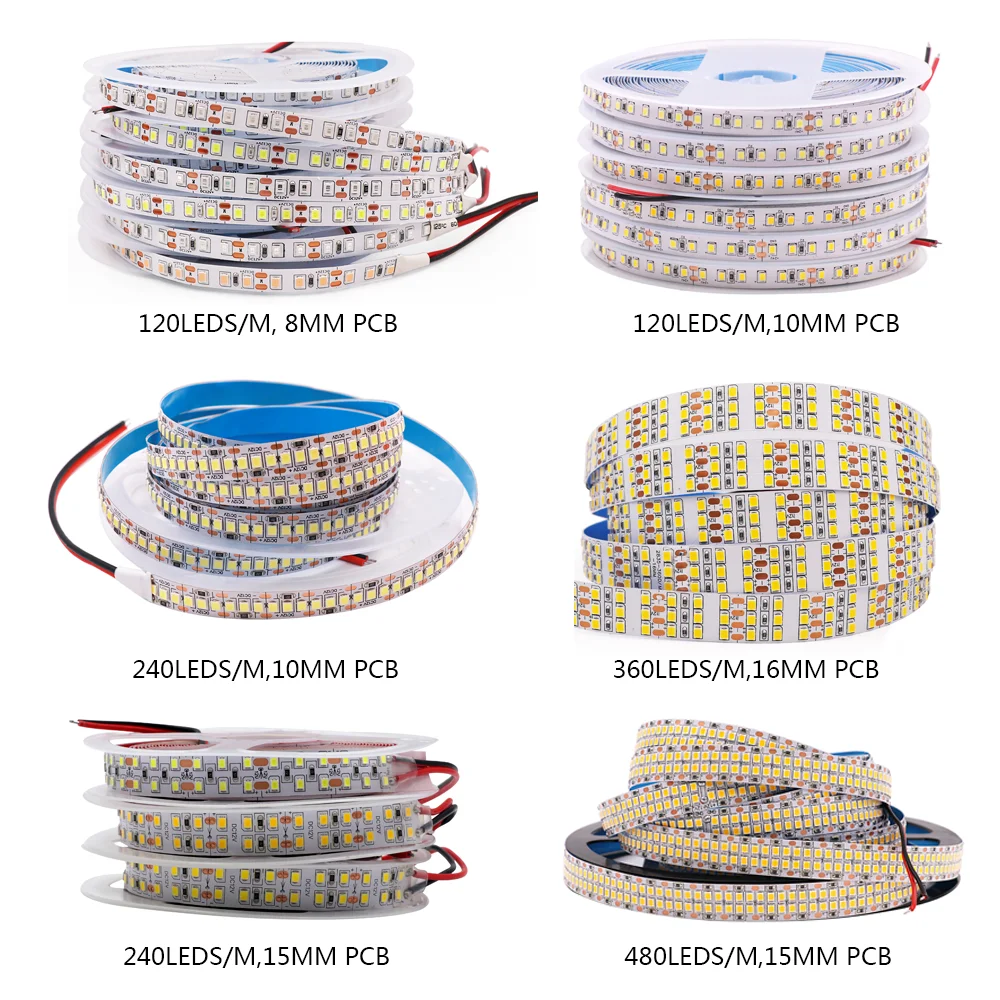 5M LED 스트립 12V 24V 방수 LED 조명, SMD2835 120 240 480LEDs/m 유연한 테이프 다이오드 캐비닛 램프 야간 조명