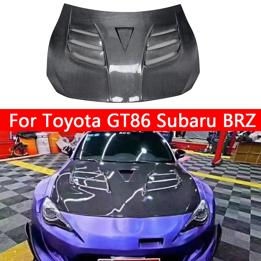 For Toyota GT86 Subaru BRZ Carbon Fiber Hood Engine Cover Hood Car Headliner Hood Cutout Cooling Front Cover Upgrade body kit