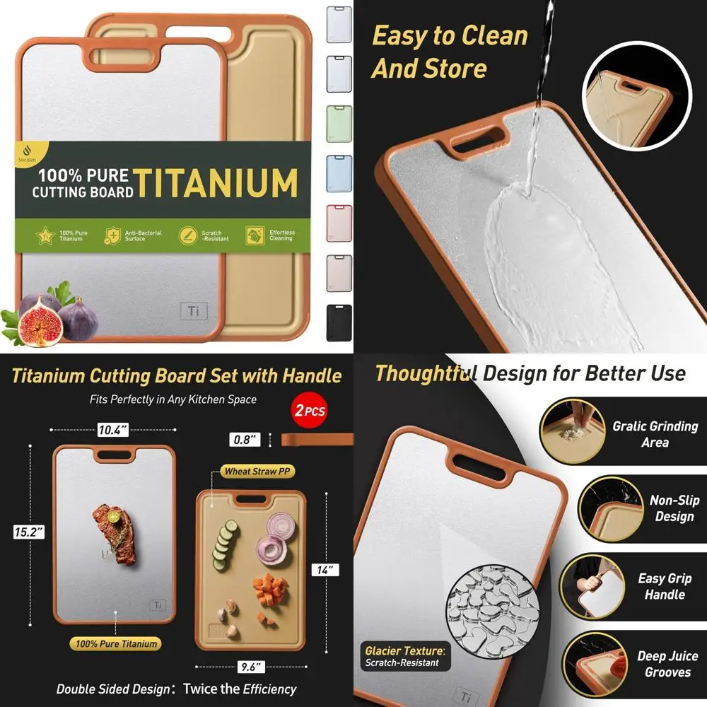 

Titanium and Wheat Straw 2-in-1 Kitchen Cutting Boards - Perfect for Chopping, Butchering, and Father's Day Gifts