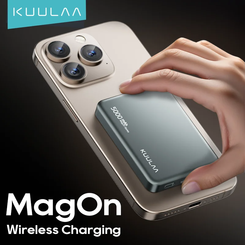 

KUULAA Power Bank 5000mAh Mini Magnetic Wireless Fast Charge External Battery For iPhone 15 14 13 Pro Max Magsafe Powerbank