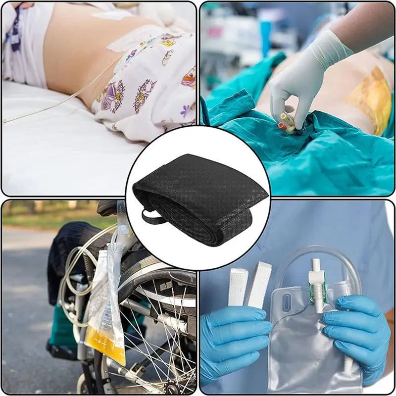 AEE3-Peritoneal Dialysis Belt PD Catheter Holder With Mesh Pouch For Tube Feeding Tube Peg Tubing Transfer Set Fixation