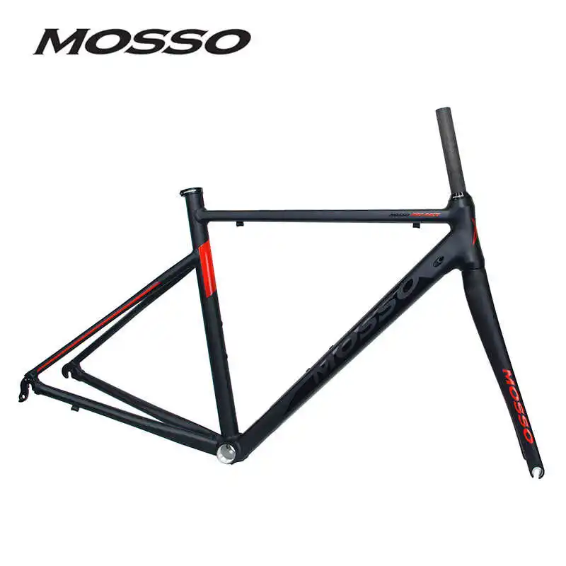 Black Red MOSSO Road Frame 701TCA 700C Aluminum Alloy 7005 Bicycle Frame All Carbon Front Fork