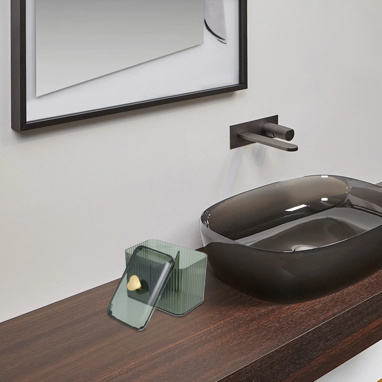 

Cotton Pad Holder Makeup Organizer Transparent Divided Compartments Vanity Storage Box for Lipsticks Cotton Swabs Bathroom Use