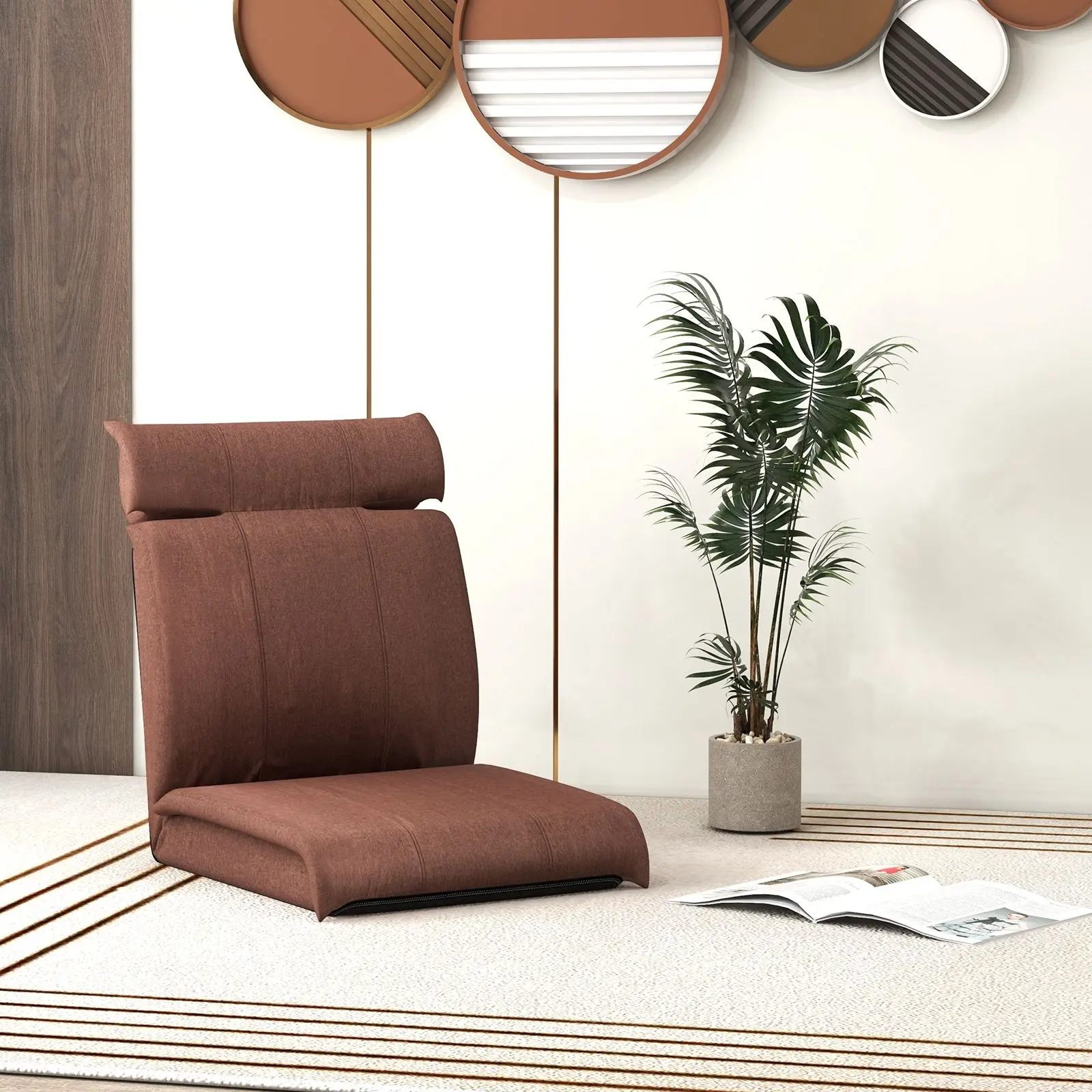 Folding Floor Chair with 14-Poistion Adjustable Backrest and 5-Position Adjustable Headrest