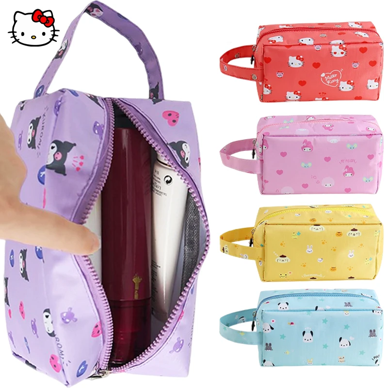 

New Kawaii Sanrio Cosmetic Bag Hello Kitty Kuromi My Melody Cute Cartoon Waterproof Storage Bag Girl Portable Toiletry Bag Gift