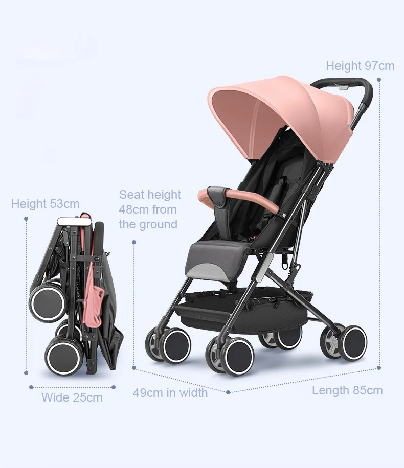 Factory Direct Hot Selling Multifunction LightweightStroller Baby Pram Foldable Baby Carriage Stroller For Carry Into Airplane