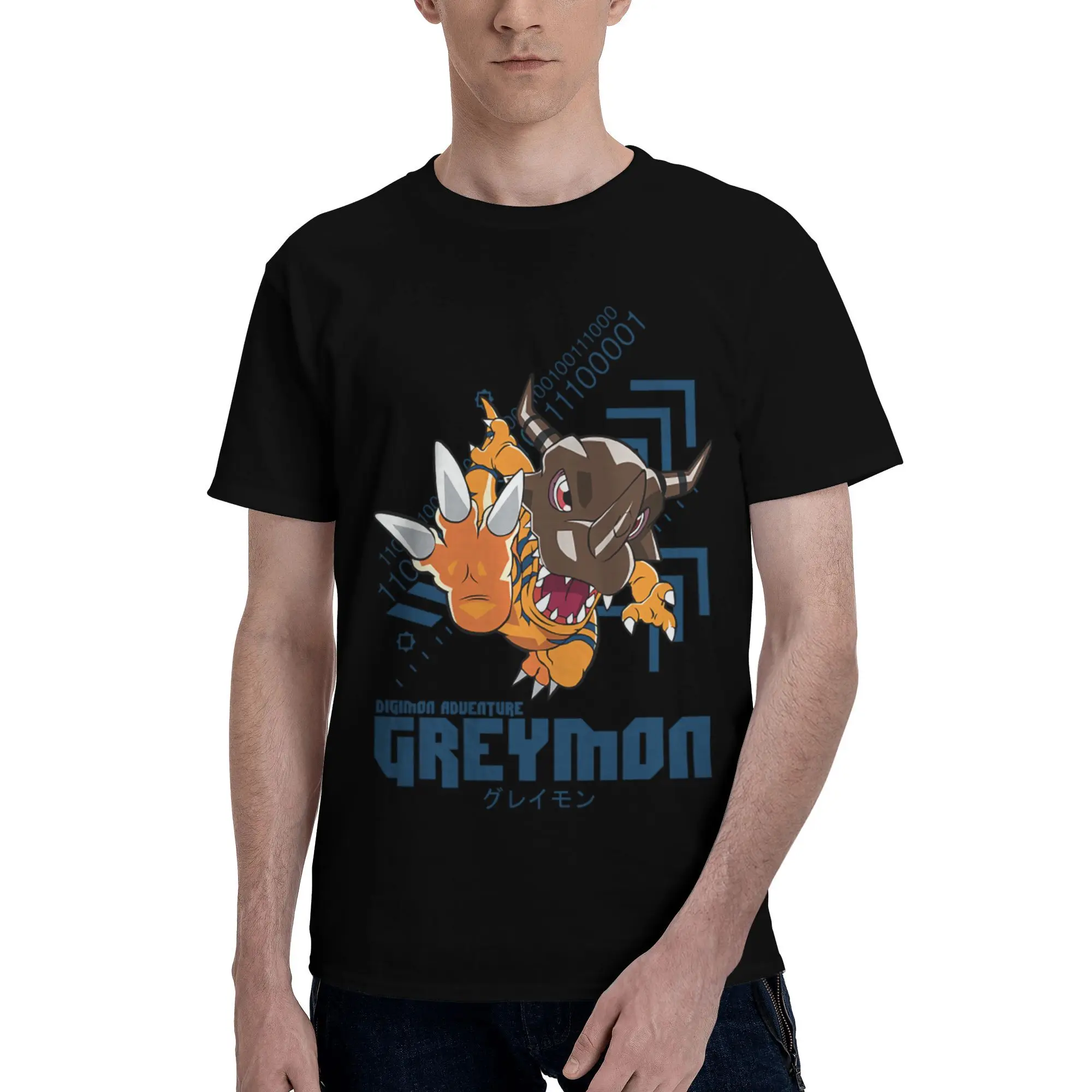 

Custom Digimones Adventure Tshirts Men Short Sleeve Streetwear T Shirt Greymon T-shirt Loose Fit Soft Cotton Tee Tops Gift Idea
