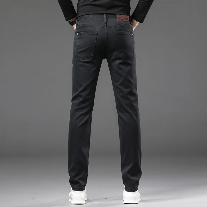 Pantalones vaqueros negros para hombre, ropa de otoño Simple, pantalones de mezclilla delgados elásticos casuales que combinan con todo, ropa de negocios