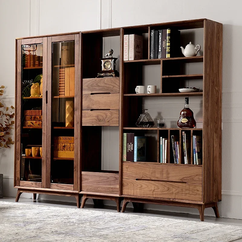 Bookcase Nordic Combination Storage Cabinet Storage Cabinet Clothes Closet Cherrywood Bookshelf