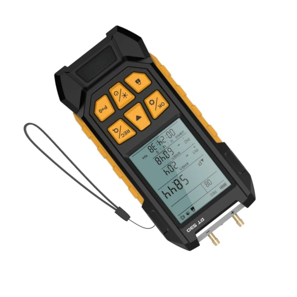 Digital Differential Pressure Meter PT530 with Backlit Display for Low Light Environments and Wide Range 10 to 60 C