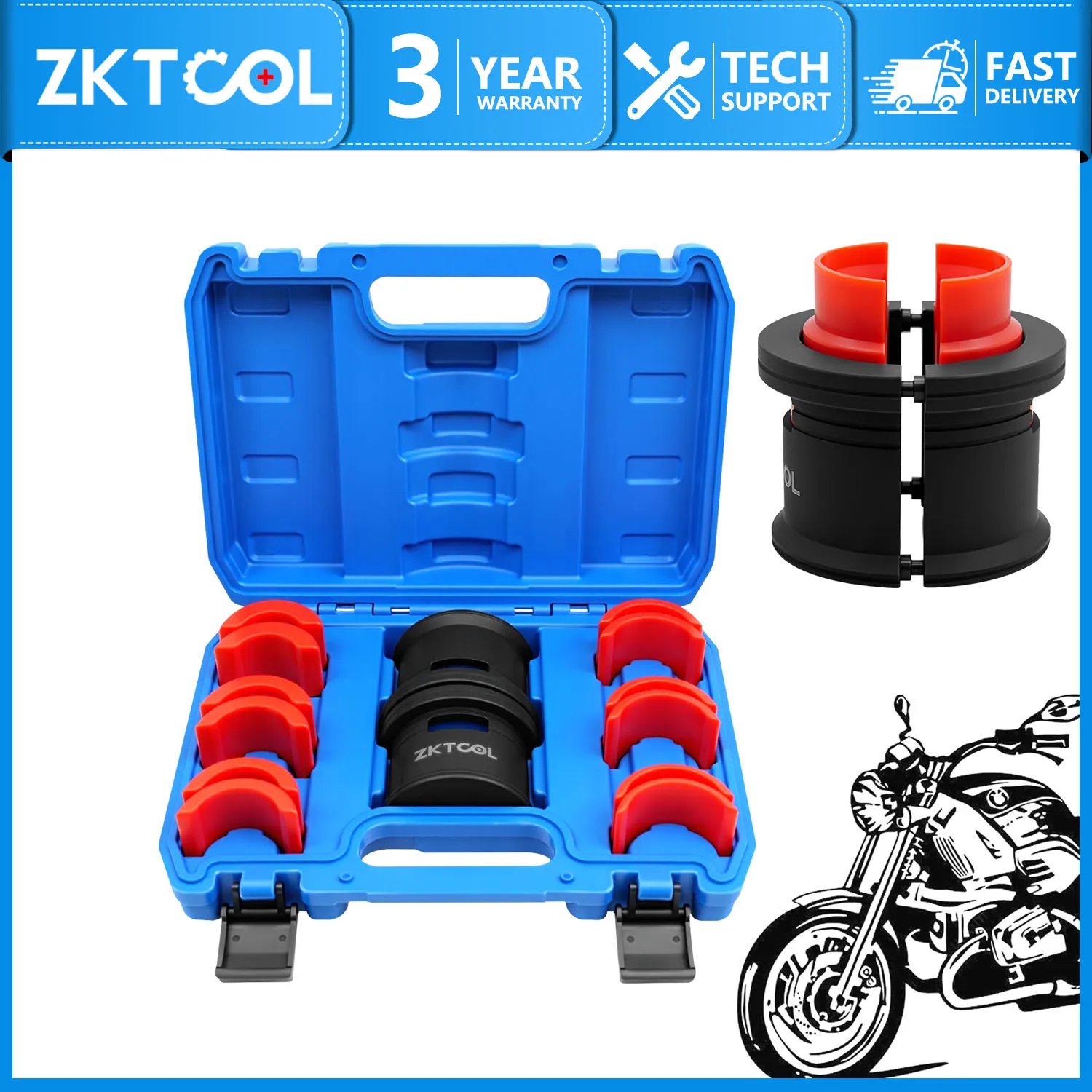 Universal motorcycle bicycle adjustable front fork oil seal drive tool set Front fork oil seal installation drive removal