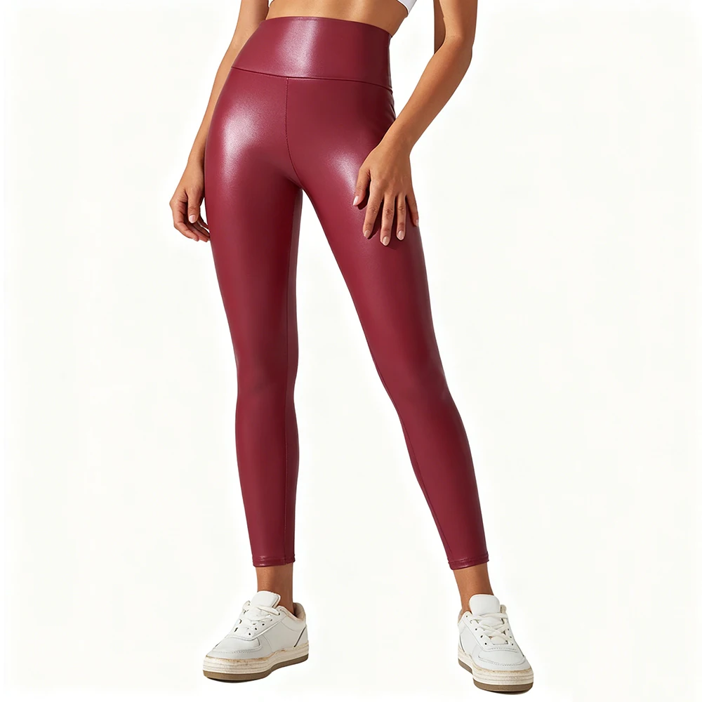 مثير التخسيس فو بنطال جلدي النساء قطب بعقب بولي Leggings طماق قطب بعقب عالية الخصر رفع الجوارب غير رسمية الملابس النسائية #1