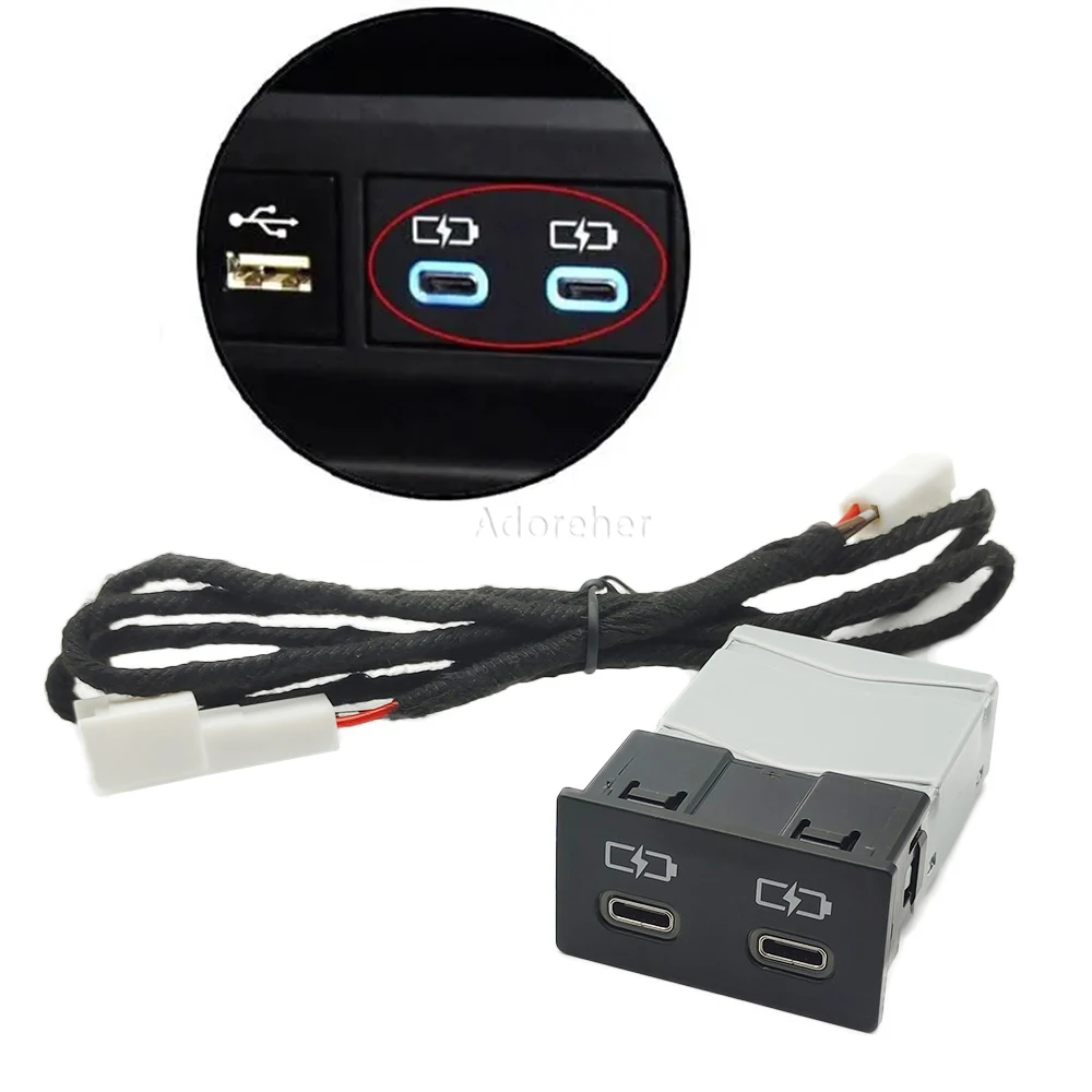 

Dual Type-C Charging Outlet Power Adapter for Toyota Camry Highlander Corolla RAV4 SIENNA LEVIN Corolla Avalon Line Accessories