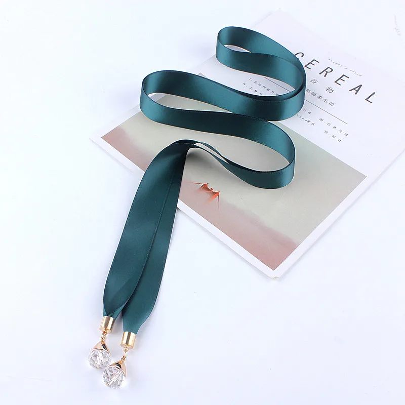 Long Black Rhinestone Fabric Belts for Women Dress Ladies Solid Silk Scarf Shirt Knot Waist Rope Female Corset Belt Strap
