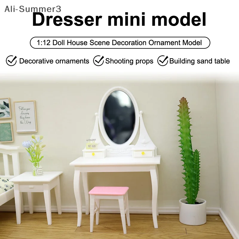 1/12 Poppenhuis Simulatie Kaptafel Model Poppenhuis Slaapkamer Decoratie Poppenhuis Living Scène Decor Accessoires