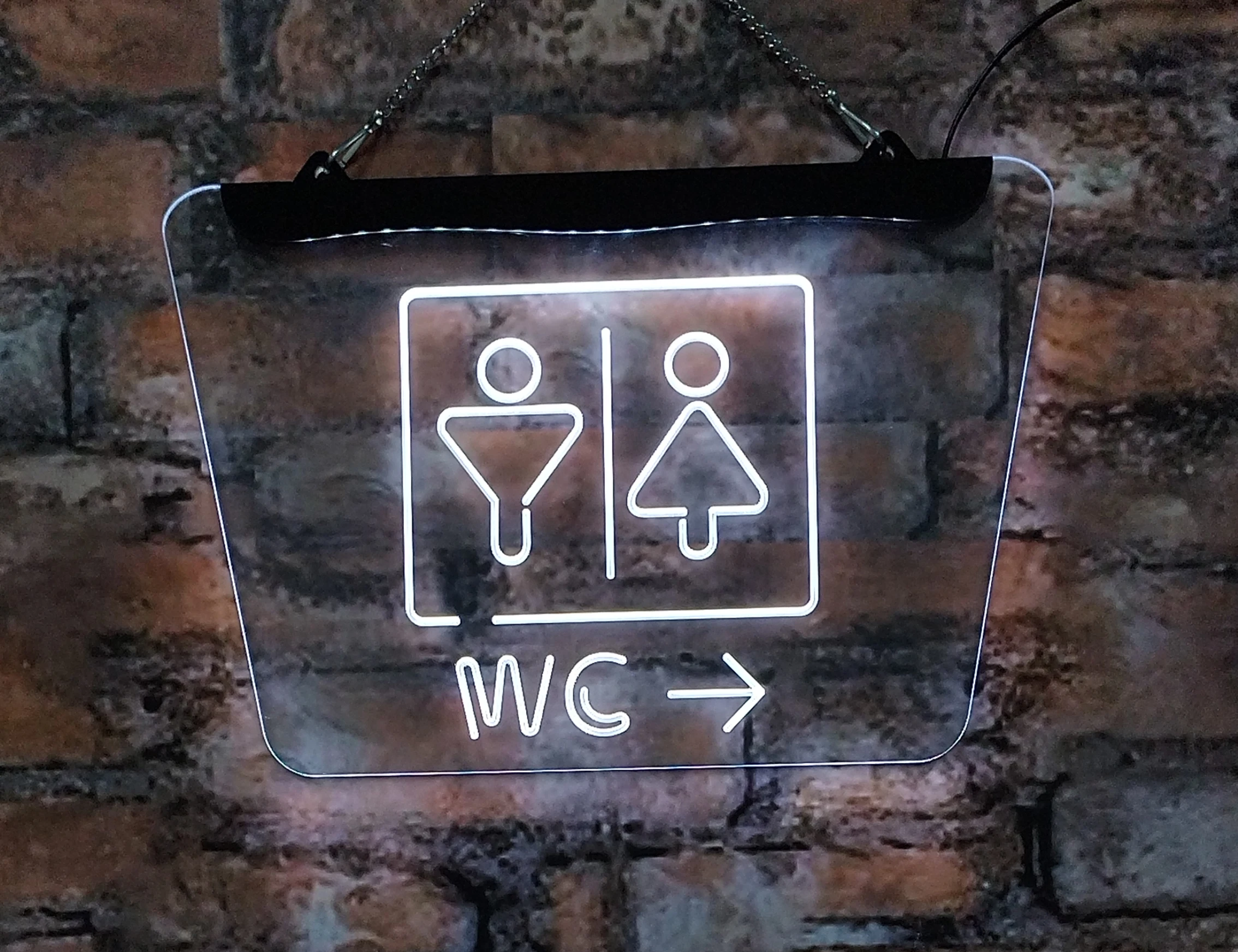 تعرض المرحاض العام للمرحاض علامات النيون، ديكور المنزل، جدران مضيئة داخلية، فن باللونين الأحمر والأزرق، 20*30، لمتجر الغرفة