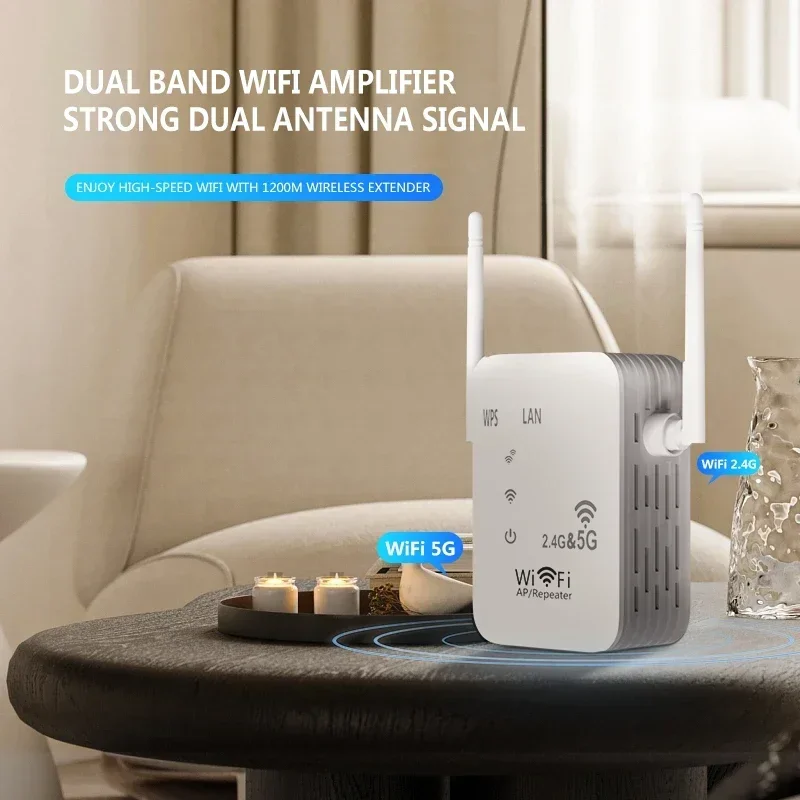 5G WiFi Repeater Wi fi Amplifier Signal Wifi Extender Network Booster 1200Mbps 5 Ghz Long Range Wireless Wi-fi Repeater