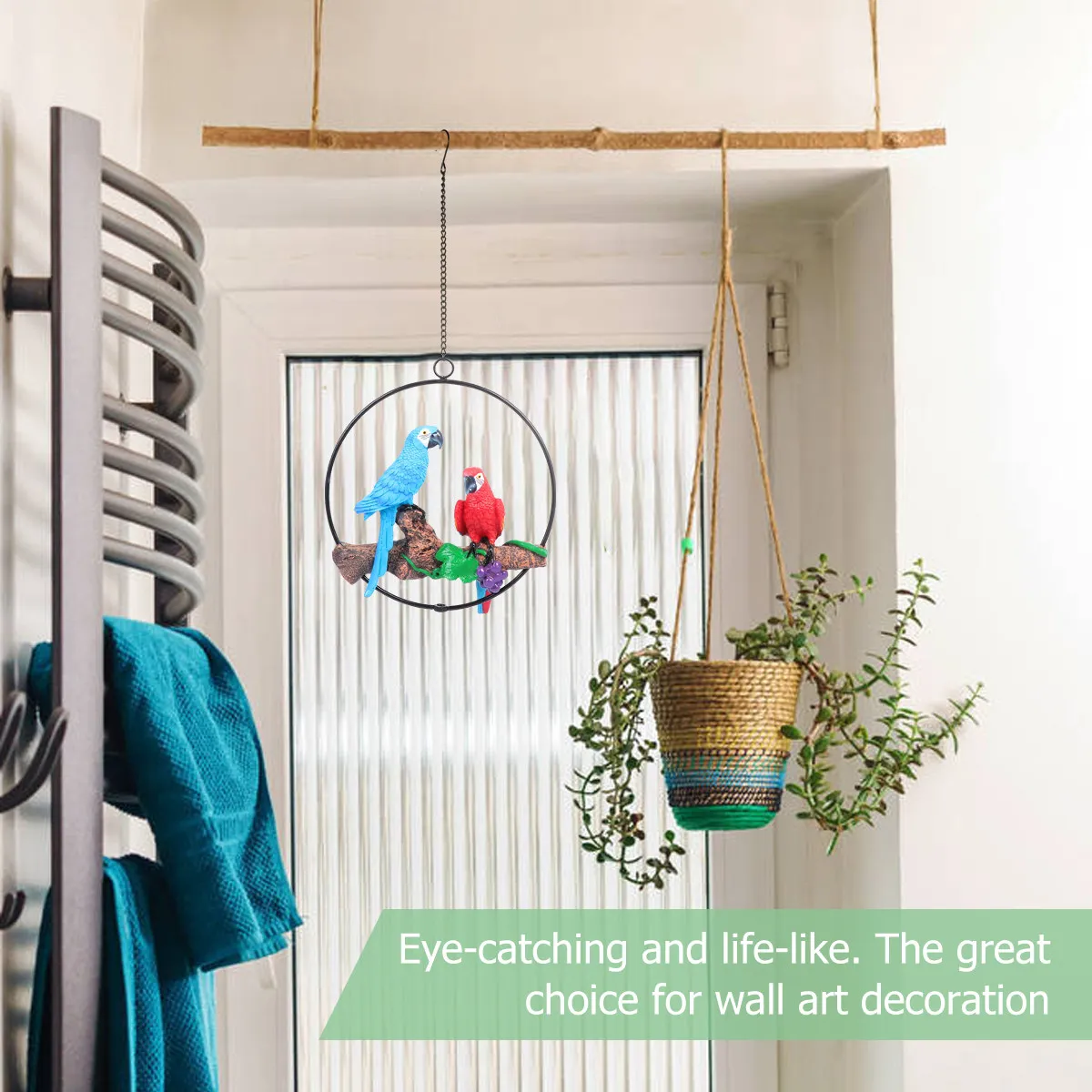 High Quality Eco Friendly Resin Parrot Hanging Ornament Lifelike Bird Decor for Home Garden Office Coffee Shop Wall Art