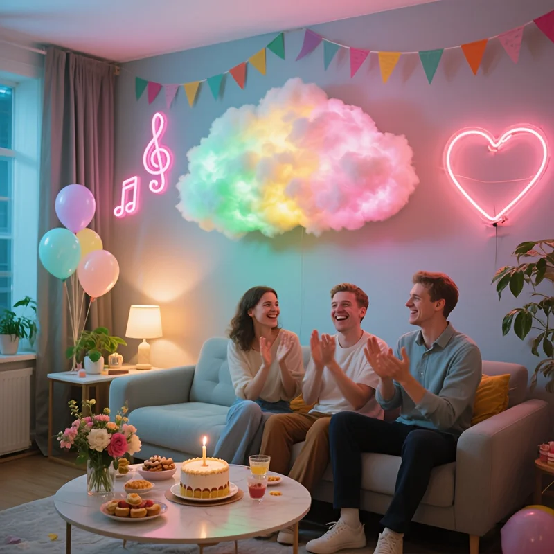 التحكم الصوتي الموسيقى إيقاع RGB الرعد سحابة مصباح ضوء الليل لديكورات غرفة الألعاب #4