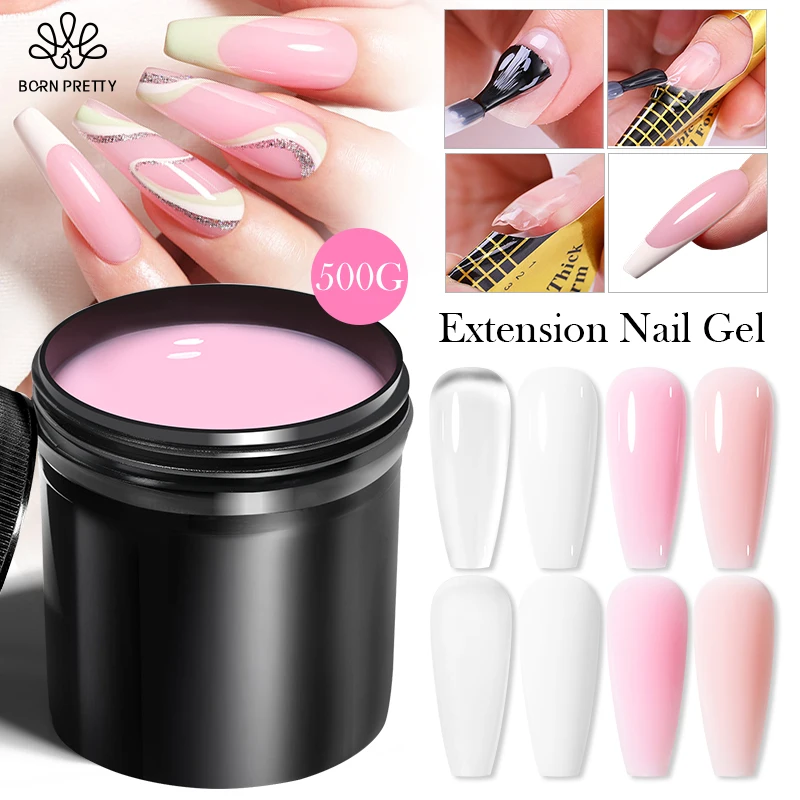 BORN PRETTY 500g Nail Gel Nail Extension Gel Nail Polish For Nails Clear Pink Nude Color Nail Art Design Salon Nail DIY At Home