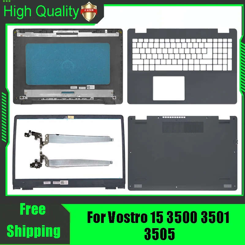 Para dell vostro 15 3500 3501 3505 tampa traseira do portátil tampa superior moldura frontal apoio para as mãos superior inferior caso habitação dobradiças preto