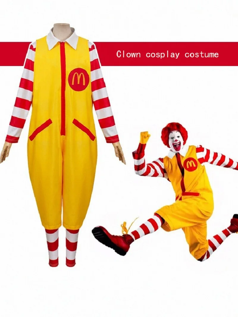 2-Piece Adult Clown Costume Set - Halloween Costume for Men, Christmas & Carnival Fancy Dress Outfit