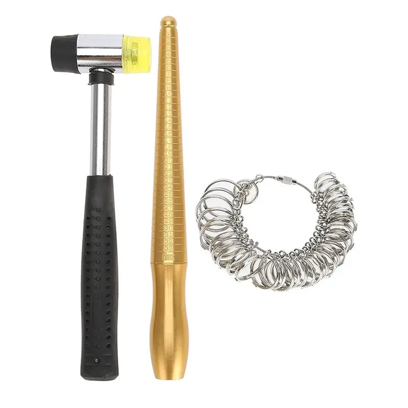THIVN-Ring Mandrel Sizer Finger Measuring Stick Handle Hammers Jewelry Tool Jewelry Making Product Features