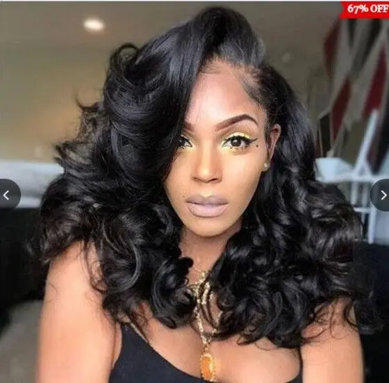 

1 комплект, длинный волнистый парик из синтетических волос на кружеве спереди, волнистый парик, черные женщины, предварительно выщипанные