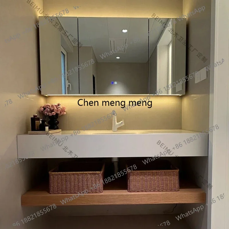 E153 Simple Fashion Bathroom Cabinets High-end Rock Plate Wash Up Combination Bathroom Cabinets Intelligent Mirror Furniture