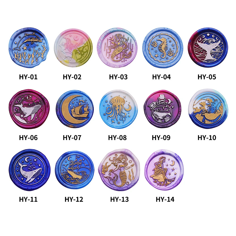 25mm Retro Round Marine Seal Wax Seal Stamp Head DIY Envelopes Stamps Replace Heads For Wedding Invitation Signature Kids Toy